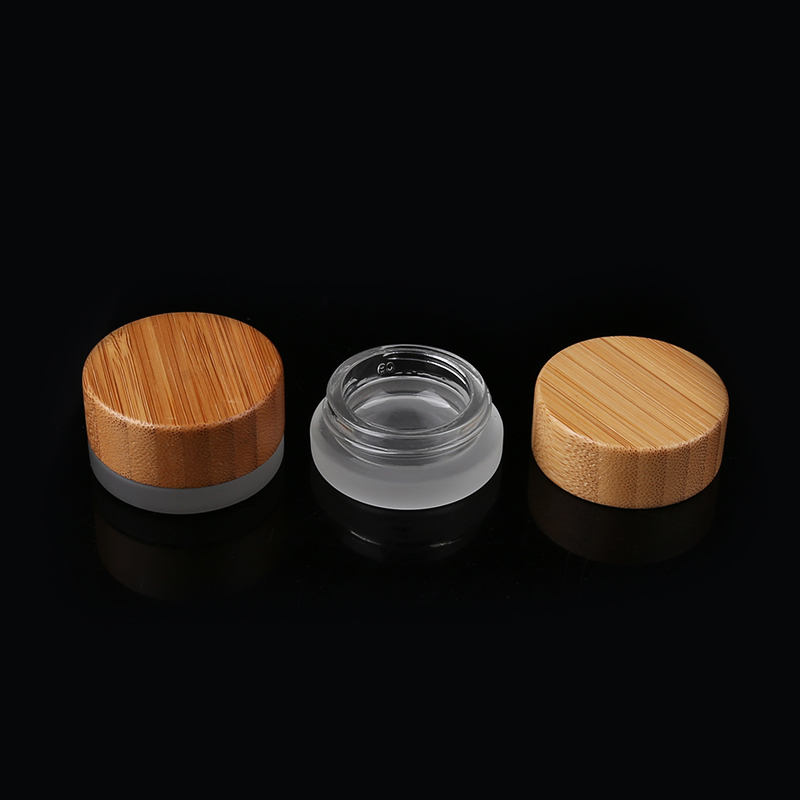 cosmetic 5g 10g bamboo lip balm jar frosted glass jar with bamboo lid