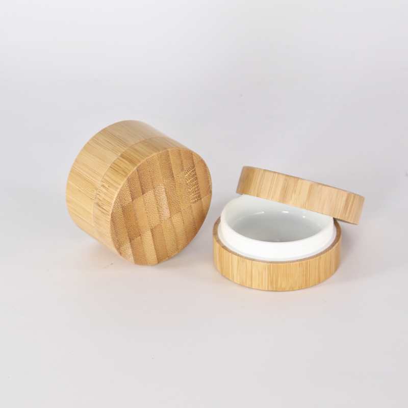 cosmetic bamboo jar 5g 10g 15g 20g 30g 50g 100g plastic jar inner with bamboo full cover