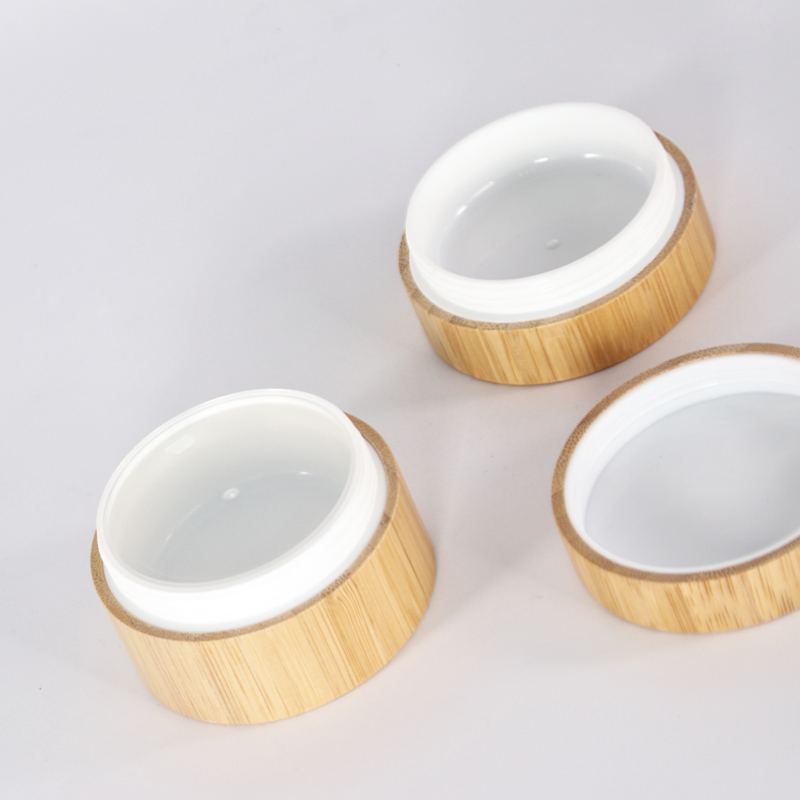 cosmetic bamboo jar 5g 10g 15g 20g 30g 50g 100g plastic jar inner with bamboo full cover