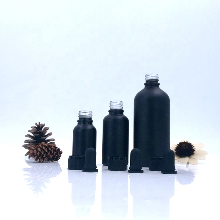 cosmetic blending oil packaging 10ml 30ml 50ml 100ml empty black e juice glass bottles with dropper for cbd smoke tobacco oils