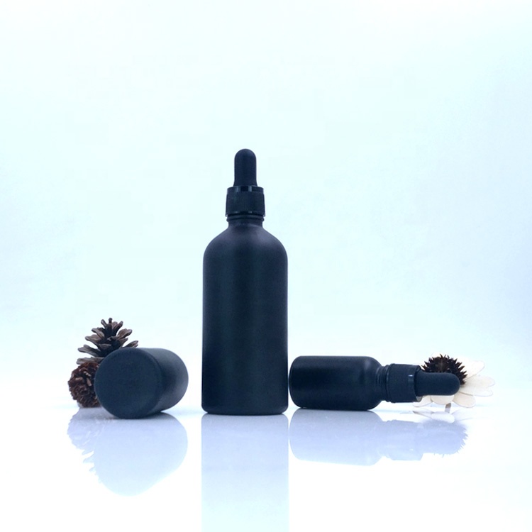 cosmetic blending oil packaging 10ml 30ml 50ml 100ml empty black e juice glass bottles with dropper for cbd smoke tobacco oils