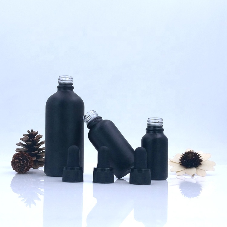 cosmetic blending oil packaging 10ml 30ml 50ml 100ml empty black e juice glass bottles with dropper for cbd smoke tobacco oils