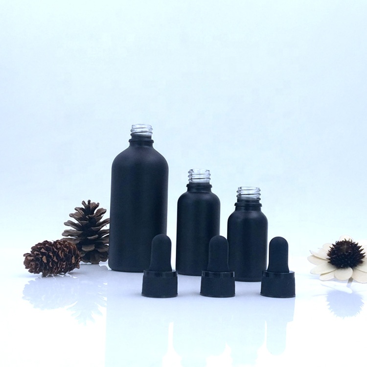 cosmetic blending oil packaging 10ml 30ml 50ml 100ml empty black e juice glass bottles with dropper for cbd smoke tobacco oils