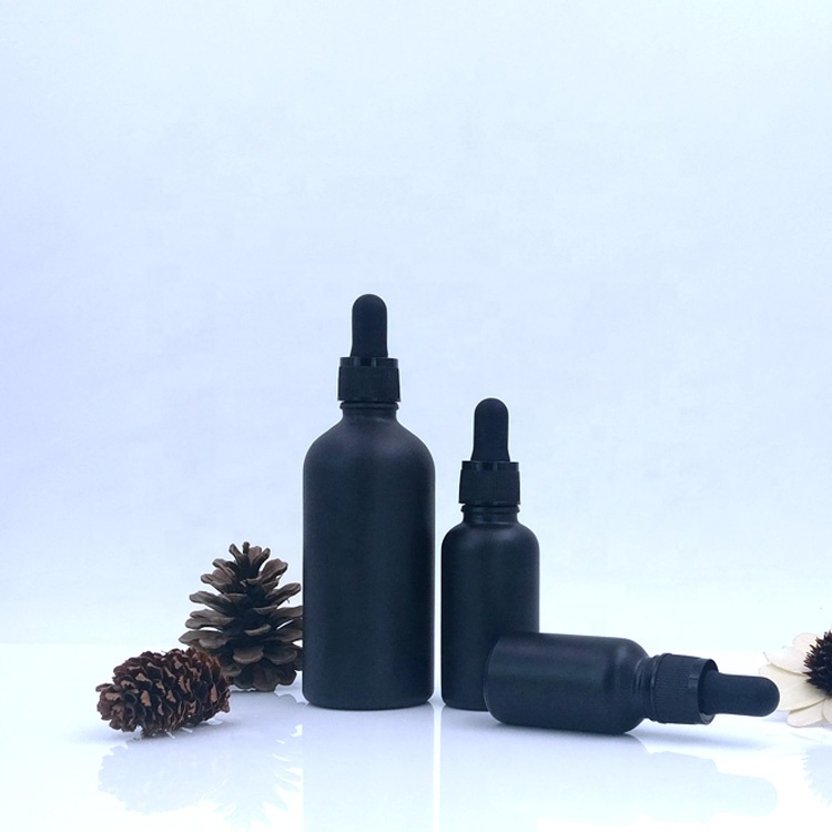 cosmetic blending oil packaging 10ml 30ml 50ml 100ml empty black e juice glass bottles with dropper for cbd smoke tobacco oils