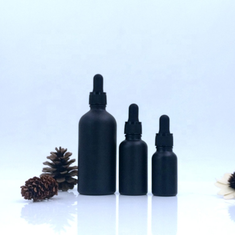 cosmetic blending oil packaging 10ml 30ml 50ml 100ml empty black e juice glass bottles with dropper for cbd smoke tobacco oils