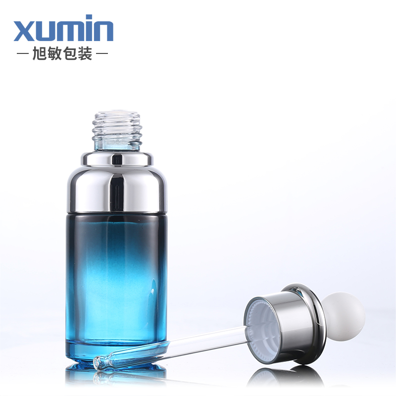 cosmetic blue glass dropper bottle 20ml 40ml Essential oil bottle packaging