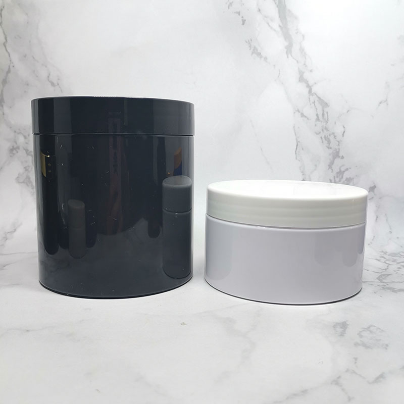 cosmetic body butter container empty clear and frosted plastic 200 ml pet jar with lid