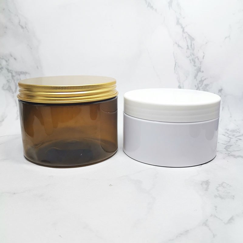 cosmetic body butter container empty clear and frosted plastic 200 ml pet jar with lid