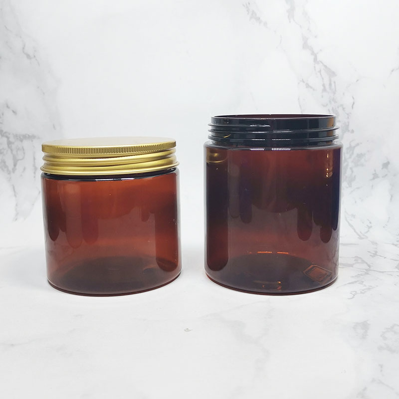 cosmetic body butter container empty clear and frosted plastic 200 ml pet jar with lid
