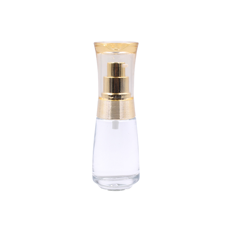 cosmetic clear glass gold lotion pump bottle for skincare lotion toner glass bottle