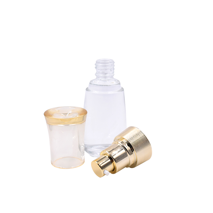 cosmetic clear glass gold lotion pump bottle for skincare lotion toner glass bottle