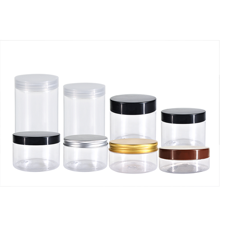 cosmetic container 30ml 50ml 100ml 120ml 200ml 250ml 500ml clear amber black pet plastic cream jar with aluminum lid
