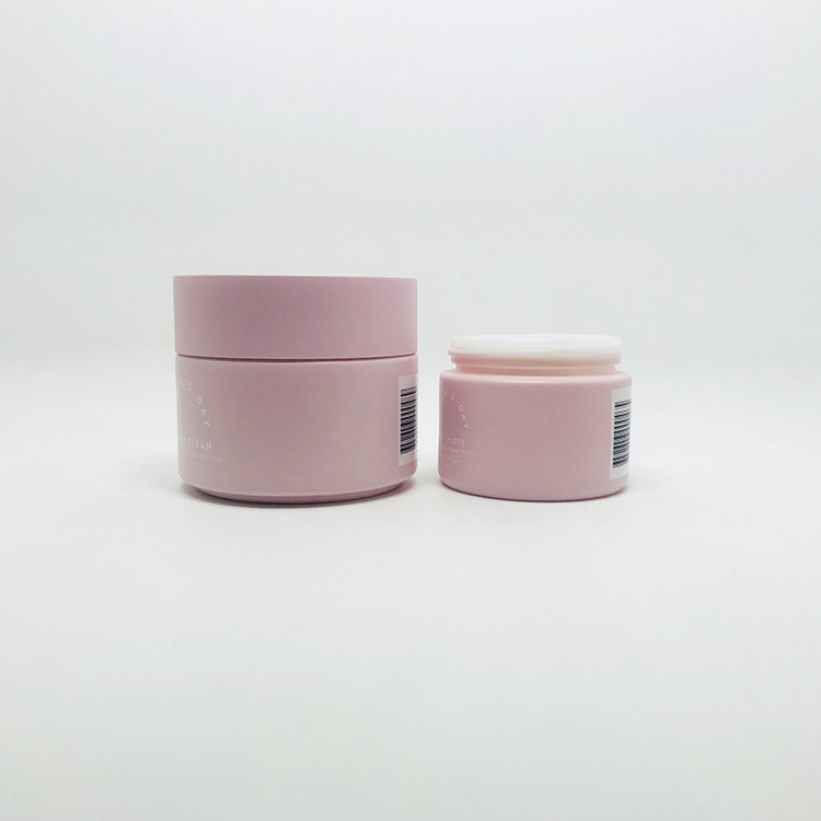cosmetic container 50g cream jar glass jar with screw cap pink color with logo