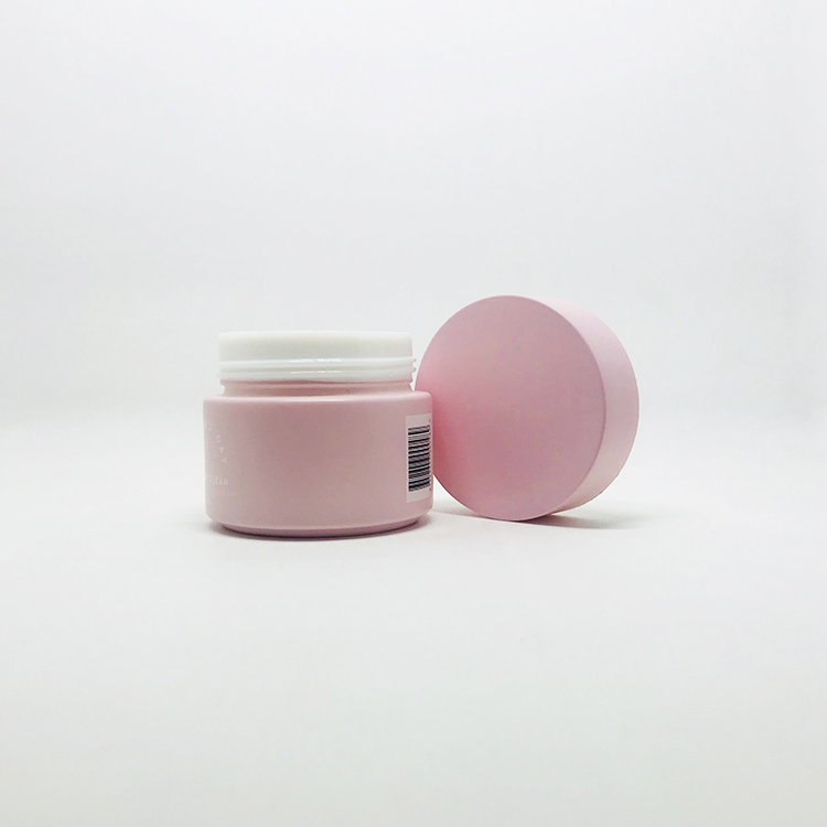 cosmetic container 50g cream jar glass jar with screw cap pink color with logo