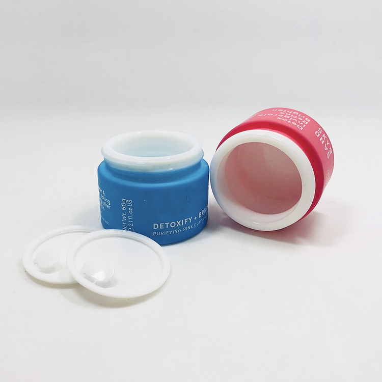 cosmetic container 50g cream jar glass jar with screw cap pink color with logo
