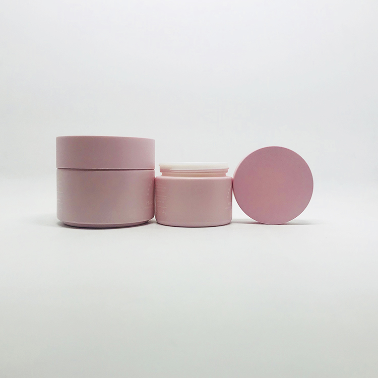 cosmetic container 50g cream jar glass jar with screw cap pink color with logo