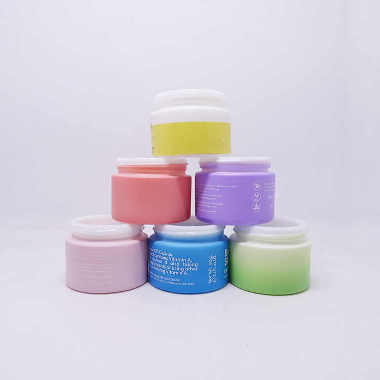 cosmetic container 50g cream jar glass jar with screw cap pink color with logo