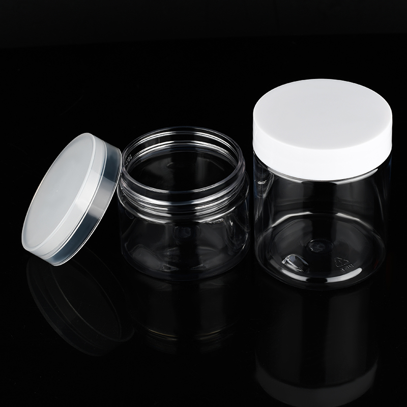 cosmetic container 50ml 100 ml 150ml 200ml 250ml Clear Plastic Jar with Aluminium Lids