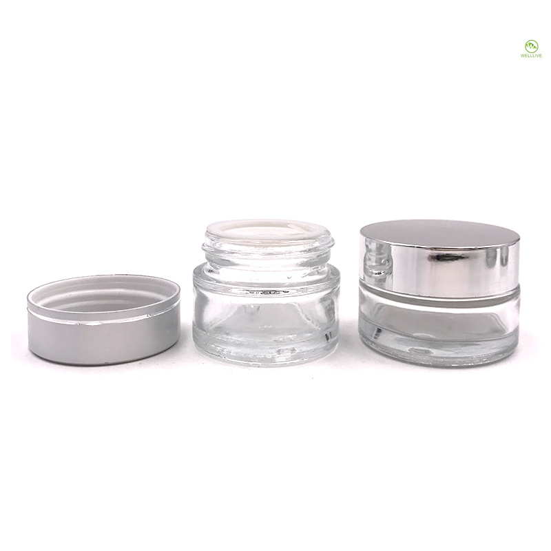 cosmetic container 5g 10g 15g 20g 30g 50g 100g clear glass lip balm container jar with screw lid