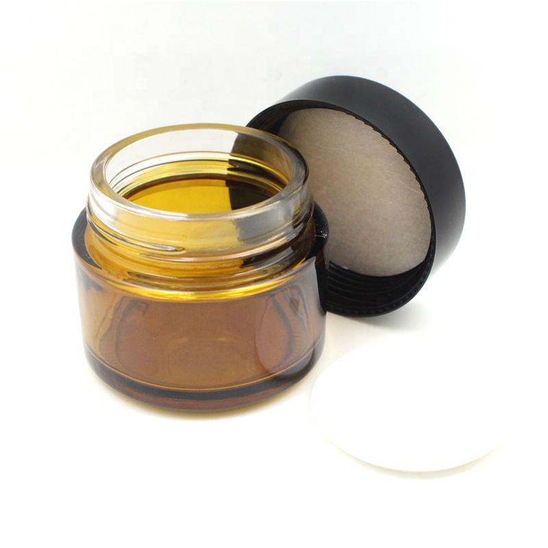 cosmetic container bottles 20g 30g 50g 100g frosted matte amber cream glass jar with aluminum cap