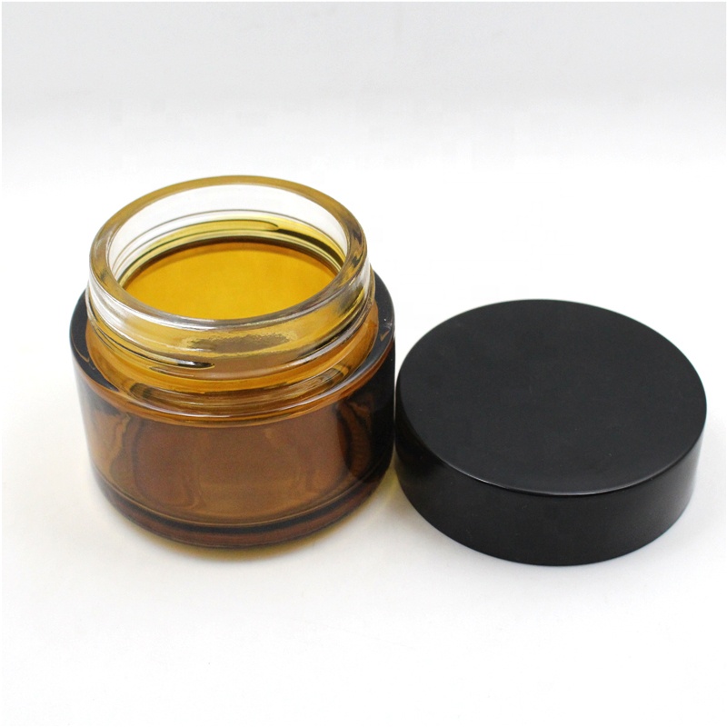 cosmetic container bottles 20g 30g 50g 100g frosted matte amber cream glass jar with aluminum cap