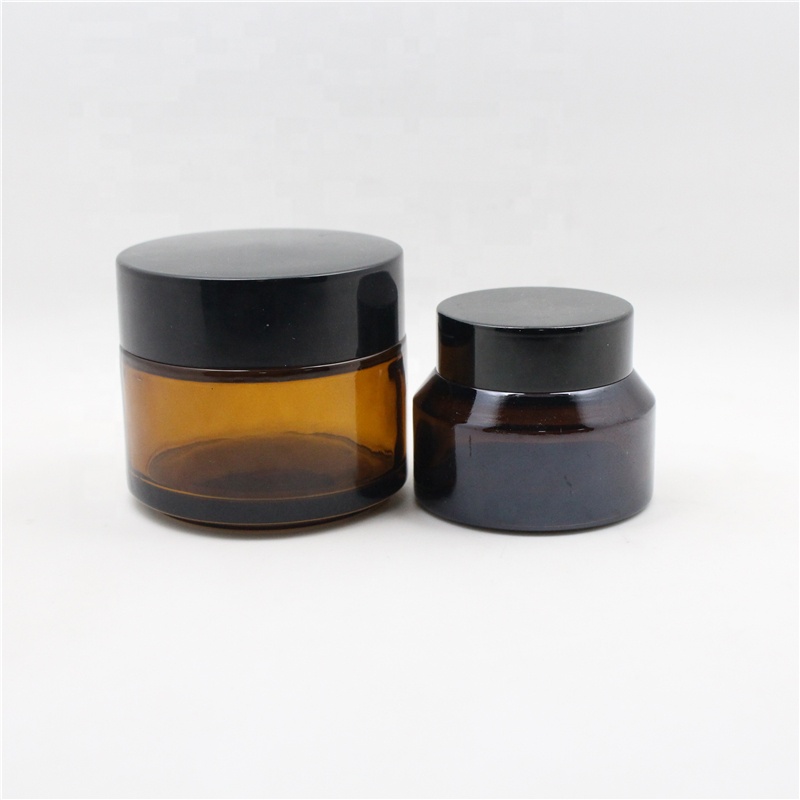 cosmetic container bottles 20g 30g 50g 100g frosted matte amber cream glass jar with aluminum cap