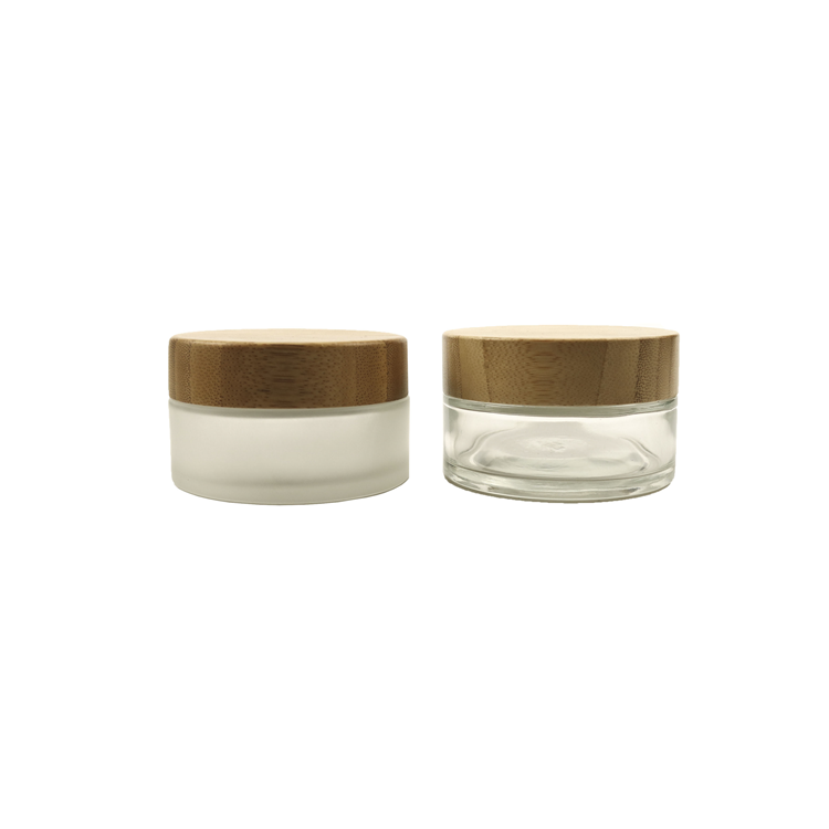 cosmetic container glass cream jar 5ml 15ml 30ml 50ml 100ml frosted clear bamboo lid cream jar