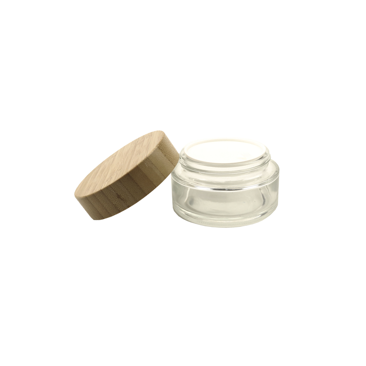 cosmetic container glass cream jar 5ml 15ml 30ml 50ml 100ml frosted clear bamboo lid cream jar