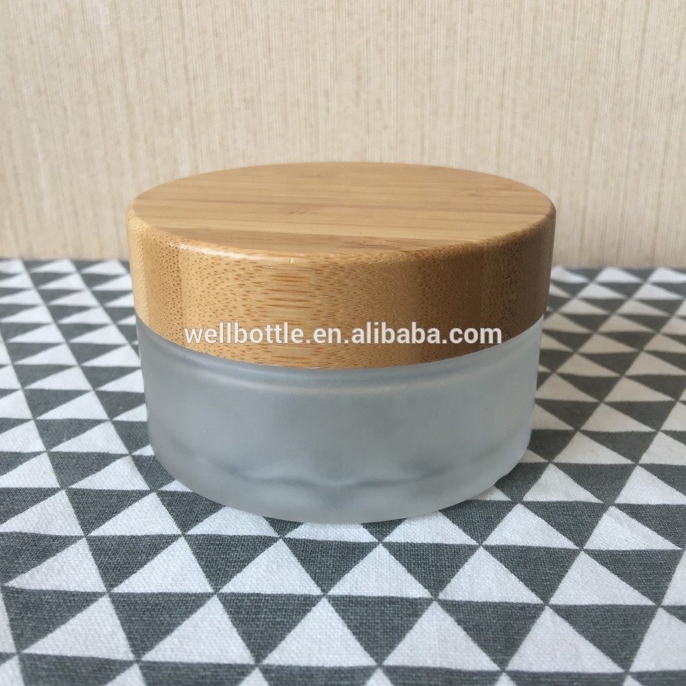 cosmetic container glass jar with lids 5ml 15ml 30ml/50ml/100ml glass jar with wooden lid GJ169R