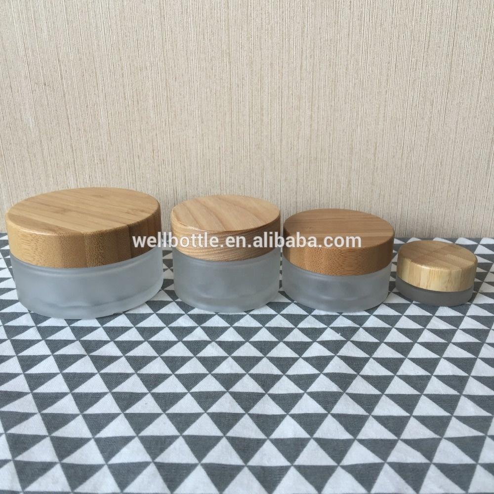 cosmetic container glass jar with lids 5ml 15ml 30ml/50ml/100ml glass jar with wooden lid GJ169R