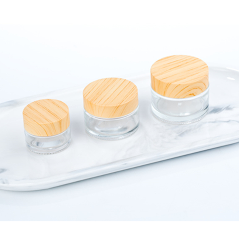 cosmetic containers cream glass jars with wood lid