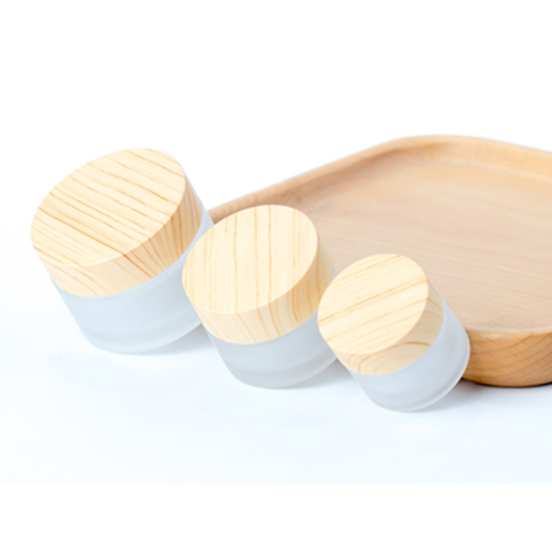 cosmetic containers cream glass jars with wood lid