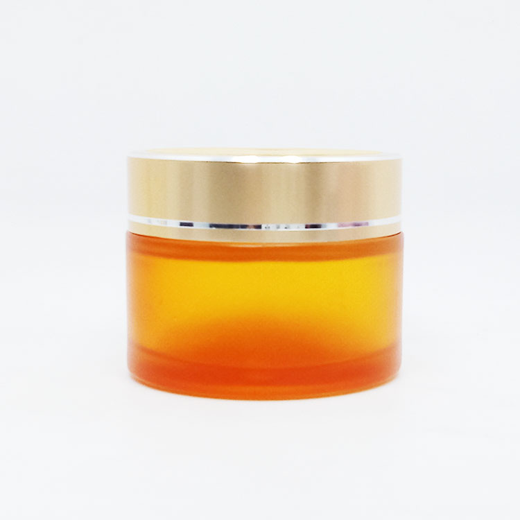cosmetic cream container 15ml 20ml 30ml 50ml matte orange glass jar with aluminum gold  Lid