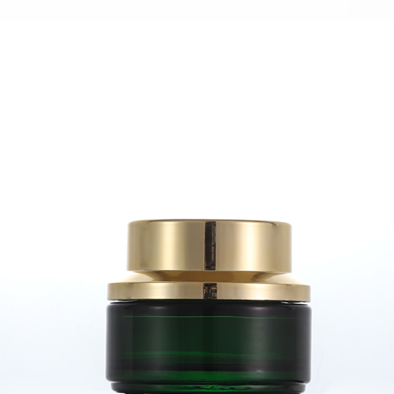 cosmetic cream glass jars 50ml 50g green luxury cosmetic jar packaging with gold lid