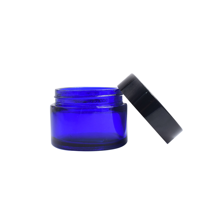 cosmetic cream jar 20ml 30ml beauty jars 50ml navy blue glass jar with black plastic lid