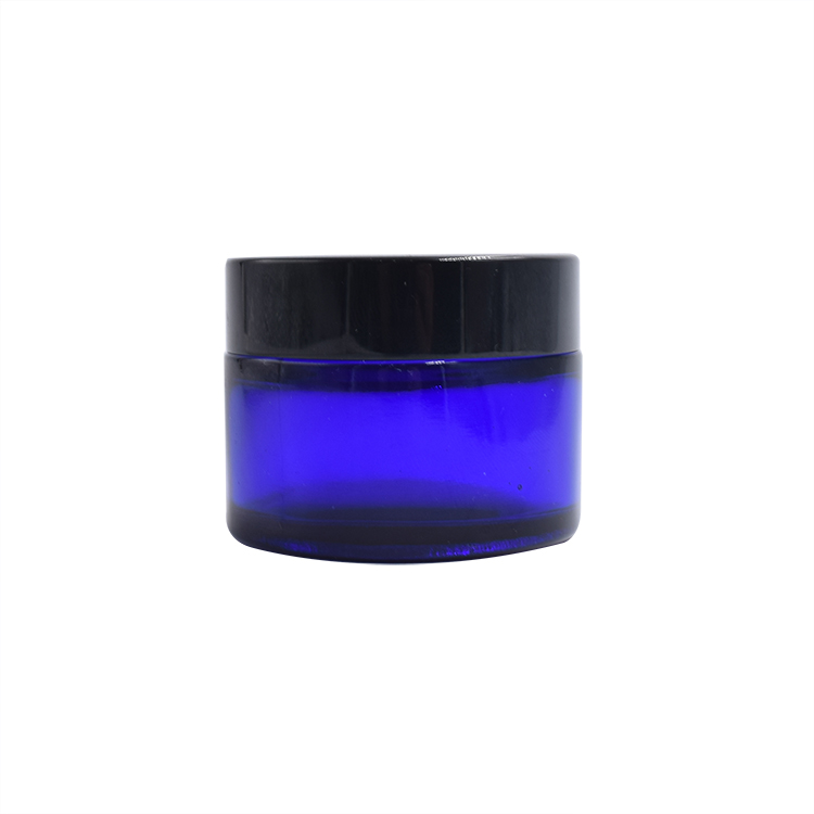 cosmetic cream jar 20ml 30ml beauty jars 50ml navy blue glass jar with black plastic lid
