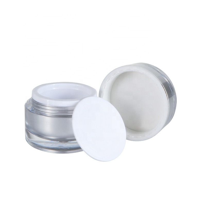 cosmetic cream packaging 10g 15g 30g double wall white gold silver color acrylic plastic jar with Rose carving lid