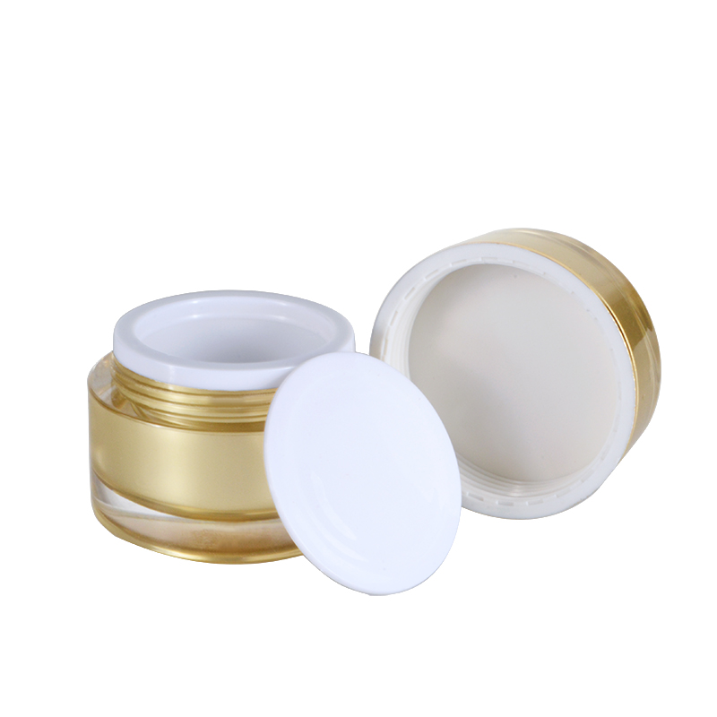 cosmetic cream packaging 10g 15g 30g double wall white gold silver color acrylic plastic jar with Rose carving lid