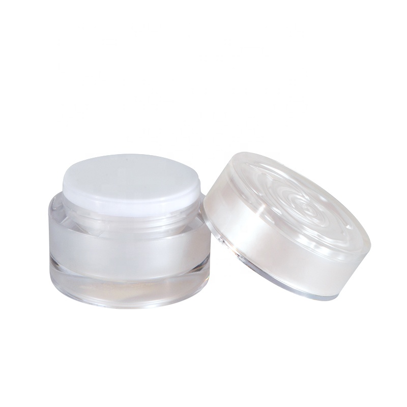 cosmetic cream packaging 10g 15g 30g double wall white gold silver color acrylic plastic jar with Rose carving lid