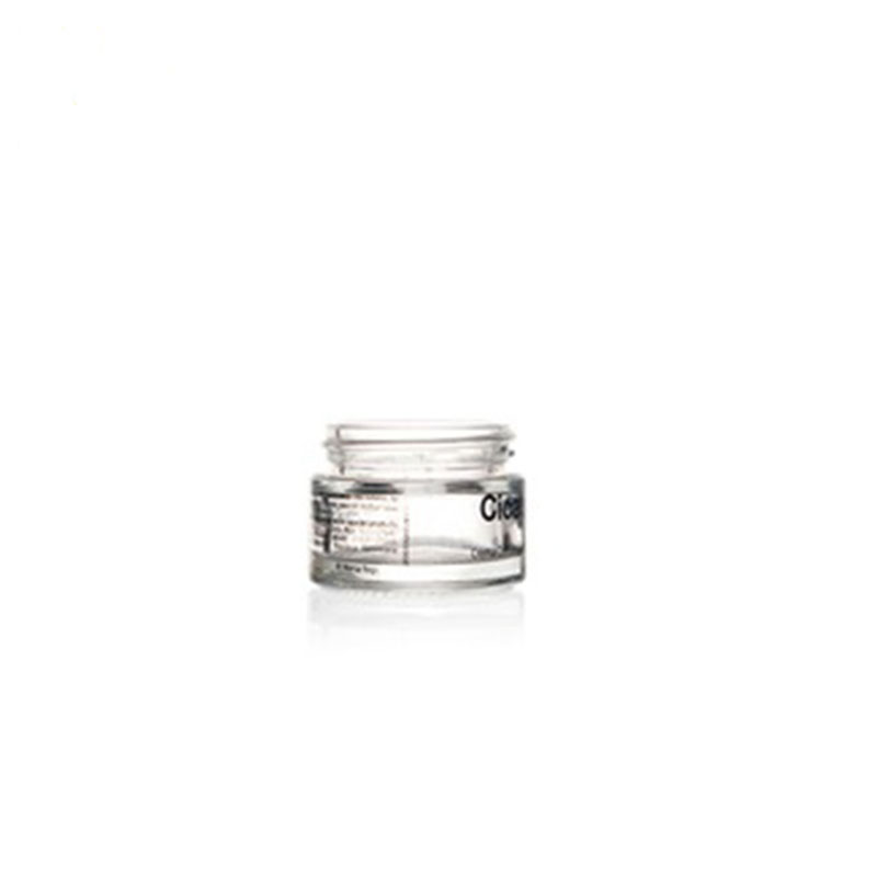 cosmetic cream round clear 30ml glass jar with silver aluminum screw top lid