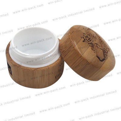 cosmetic cream sample packaging bamboo plastic lotion jar with PP inner and custom logo engraving 30g 50g 200g