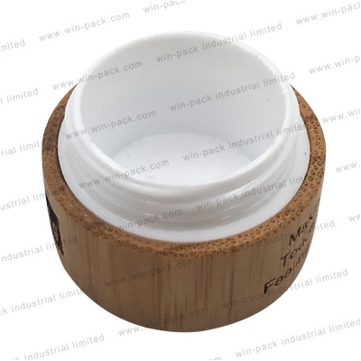 cosmetic cream sample packaging bamboo plastic lotion jar with PP inner and custom logo engraving 30g 50g 200g