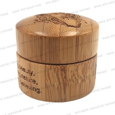 cosmetic cream sample packaging bamboo plastic lotion jar with PP inner and custom logo engraving 30g 50g 200g