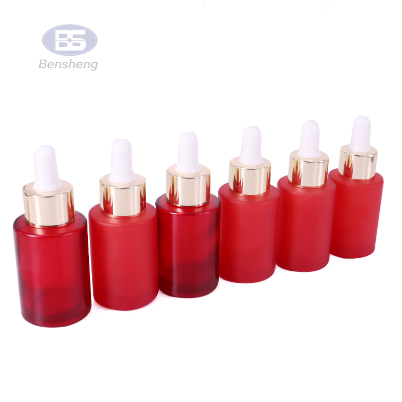 cosmetic custom color 15ml 20ml 30ml 50ml 100ml flat shoulder cylinder glass dropper serum bottle