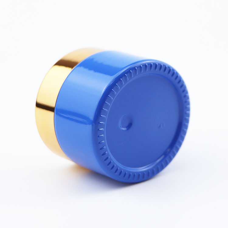 cosmetic customized blue black jar 50 ml 150 ml 200ml 300 ml round cream jar with gold aluminum cap