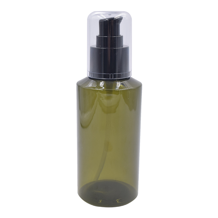 cosmetic emopty olive green pet plastic bottle lotion pump bottle flip cap bottle