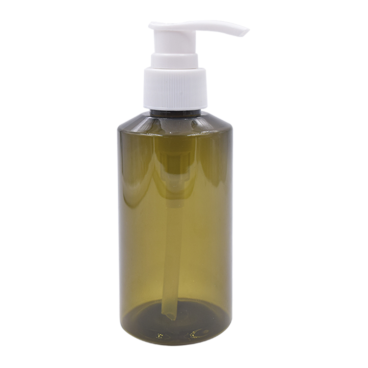 cosmetic emopty olive green pet plastic bottle lotion pump bottle flip cap bottle
