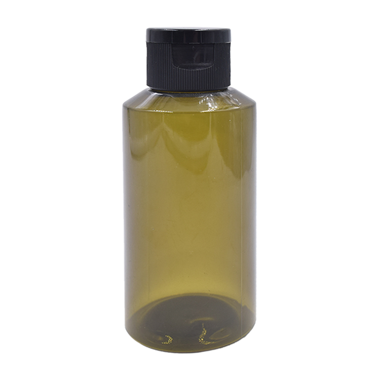 cosmetic emopty olive green pet plastic bottle lotion pump bottle flip cap bottle