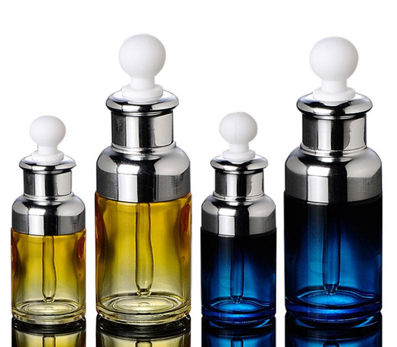 cosmetic essential oil dropper bottle white clear blue yellow 20ml 30ml 40ml glass dropper bottles