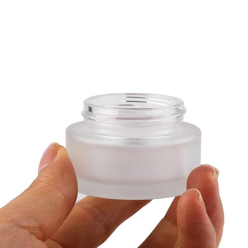 cosmetic face cream container 5g 15g 30g 50g 100g frosted clear glass jar with bamboo cap